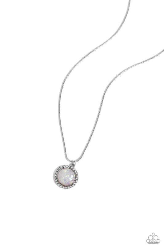 Pixie Potential - White Opalescent Pendant Necklace - Paparazzi Accessories