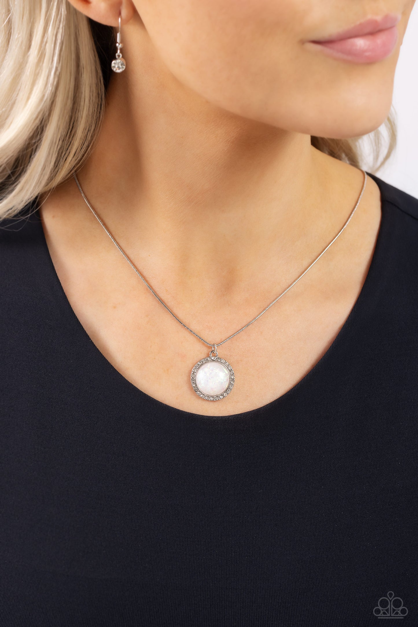 Pixie Potential - White Opalescent Pendant Necklace - Paparazzi Accessories