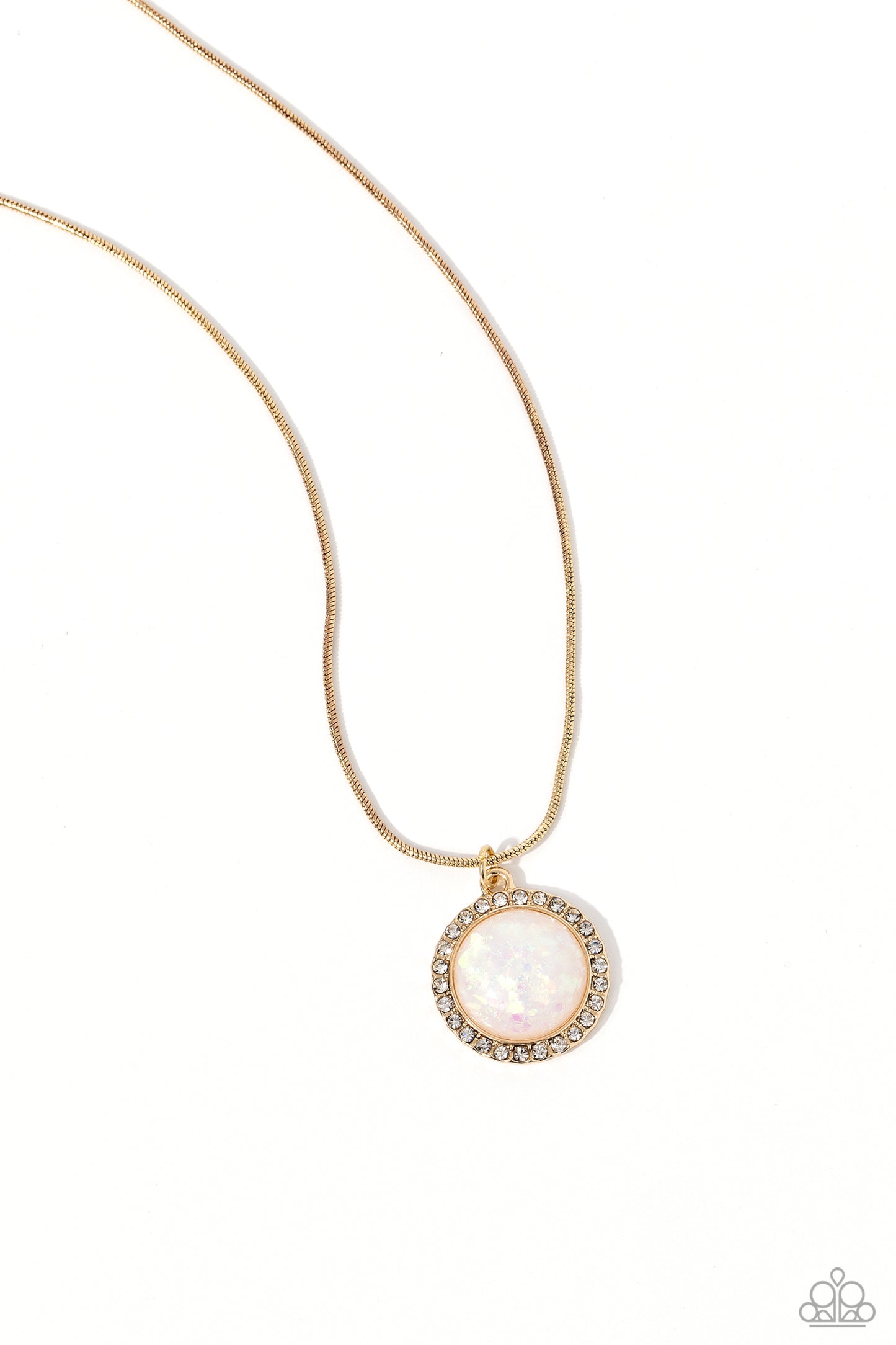 Pixie Potential - Gold Opalescent Iridescent Pendant Necklace - Paparazzi Accessories
