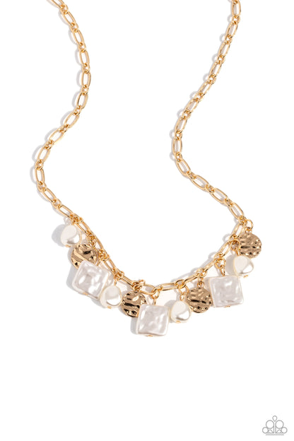 Sophisticated Squared - Gold  - Square Pearl Necklace - Paparazzi Accessories