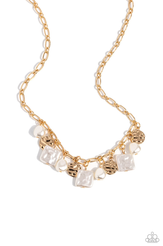 Sophisticated Squared - Gold  - Square Pearl Necklace - Paparazzi Accessories