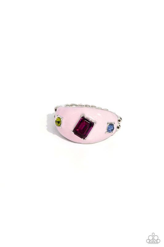 Blinding Behavior - Pink Enamel Ring - Paparazzi Accessories