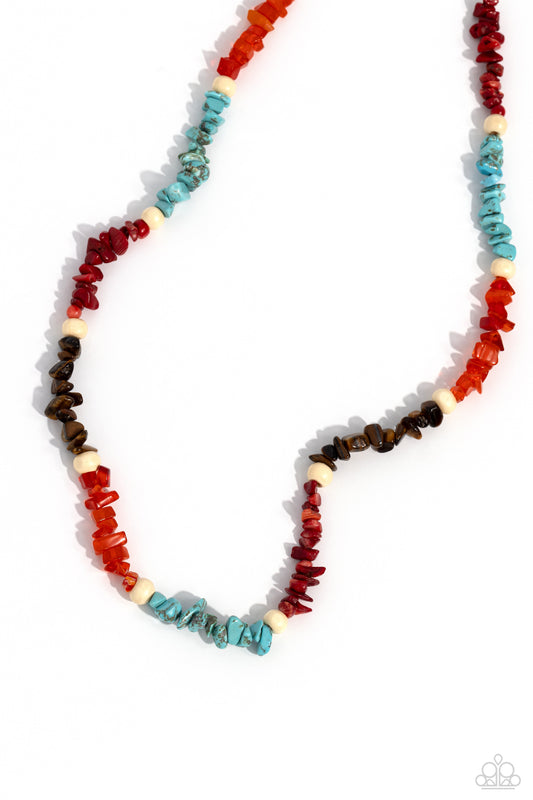 Soothing Stones - Red - Multicolored Stone Necklace - Paparazzi Accessories