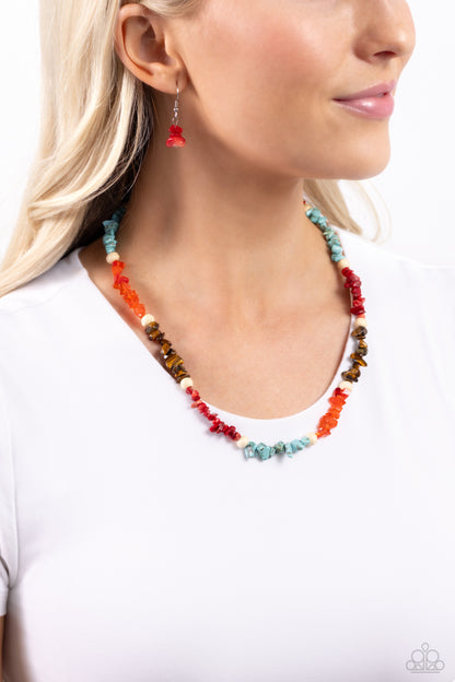 Soothing Stones - Red - Multicolored Stone Necklace - Paparazzi Accessories