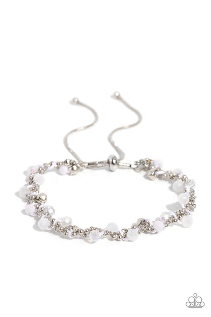 Show-Stopping Sass - White Bead Lariat Bracelet - Paparazzi Accessories