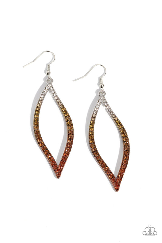 Admirable Asymmetry - Multi Ombre Rhinestone Fishhook Earrings - Paparazzi Accessories
