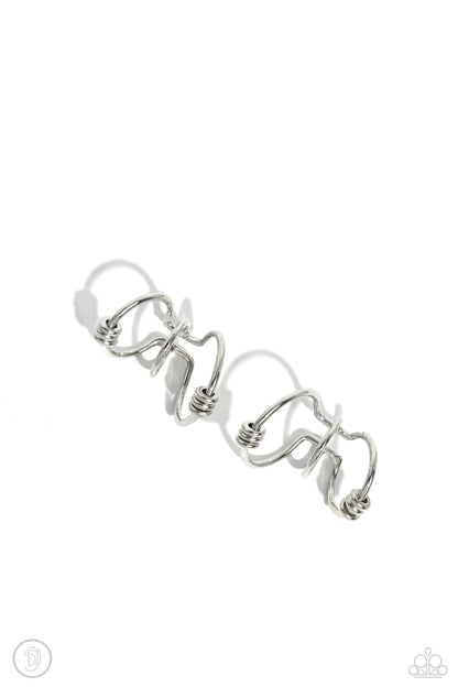 Mobile Maven - Silver Ear Cuff Earrings - Paparazzi Accessories