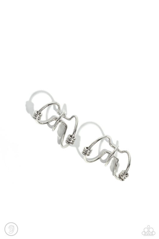 Mobile Maven - Silver Ear Cuff Earrings - Paparazzi Accessories