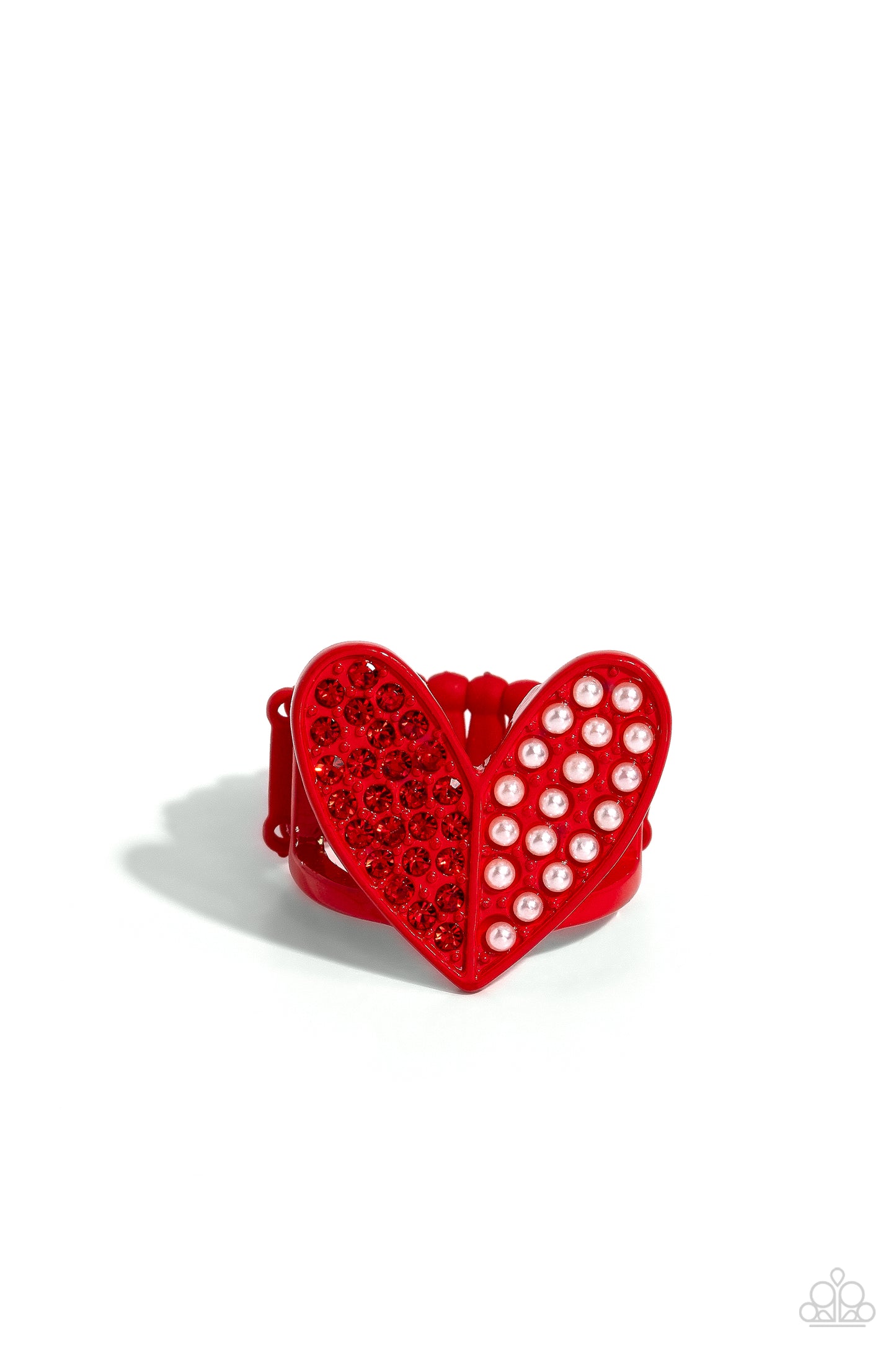 Hometown Heart - Red Heart Rhinestone Pearl Ring - Paparazzi Accessories