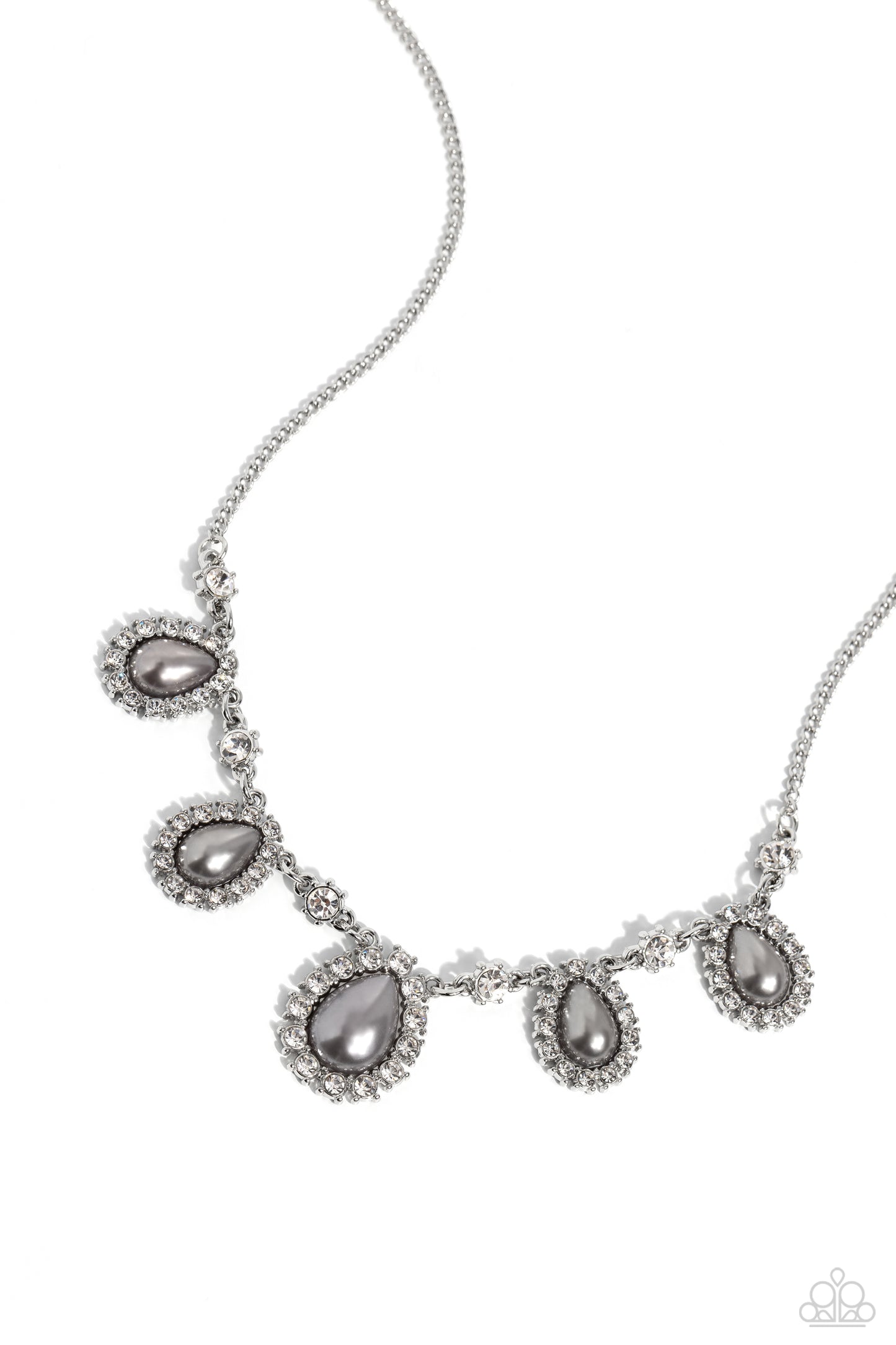 Teardrop Team - Silver Pearl Necklace - Paparazzi Accessories