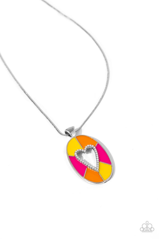 Airy Affection - Multi - Enamel Pendant Heart Necklace - Paparazzi Accessories