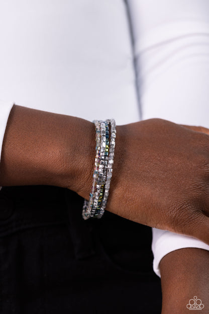 Dainty Dancer - Silver Oil Spill Coil Bracelet - Paparazzi Accessories