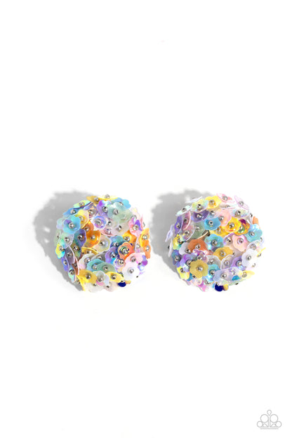 Corsage Character - Multi - Sequin Flower Post Earrings - Paparazzi Accessories