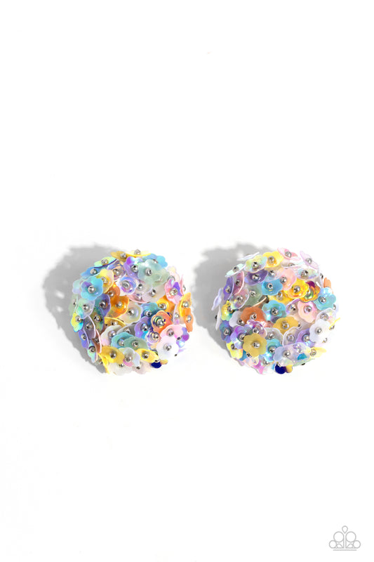 Corsage Character - Multi - Sequin Flower Post Earrings - Paparazzi Accessories