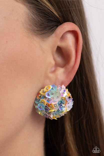 Corsage Character - Multi - Sequin Flower Post Earrings - Paparazzi Accessories