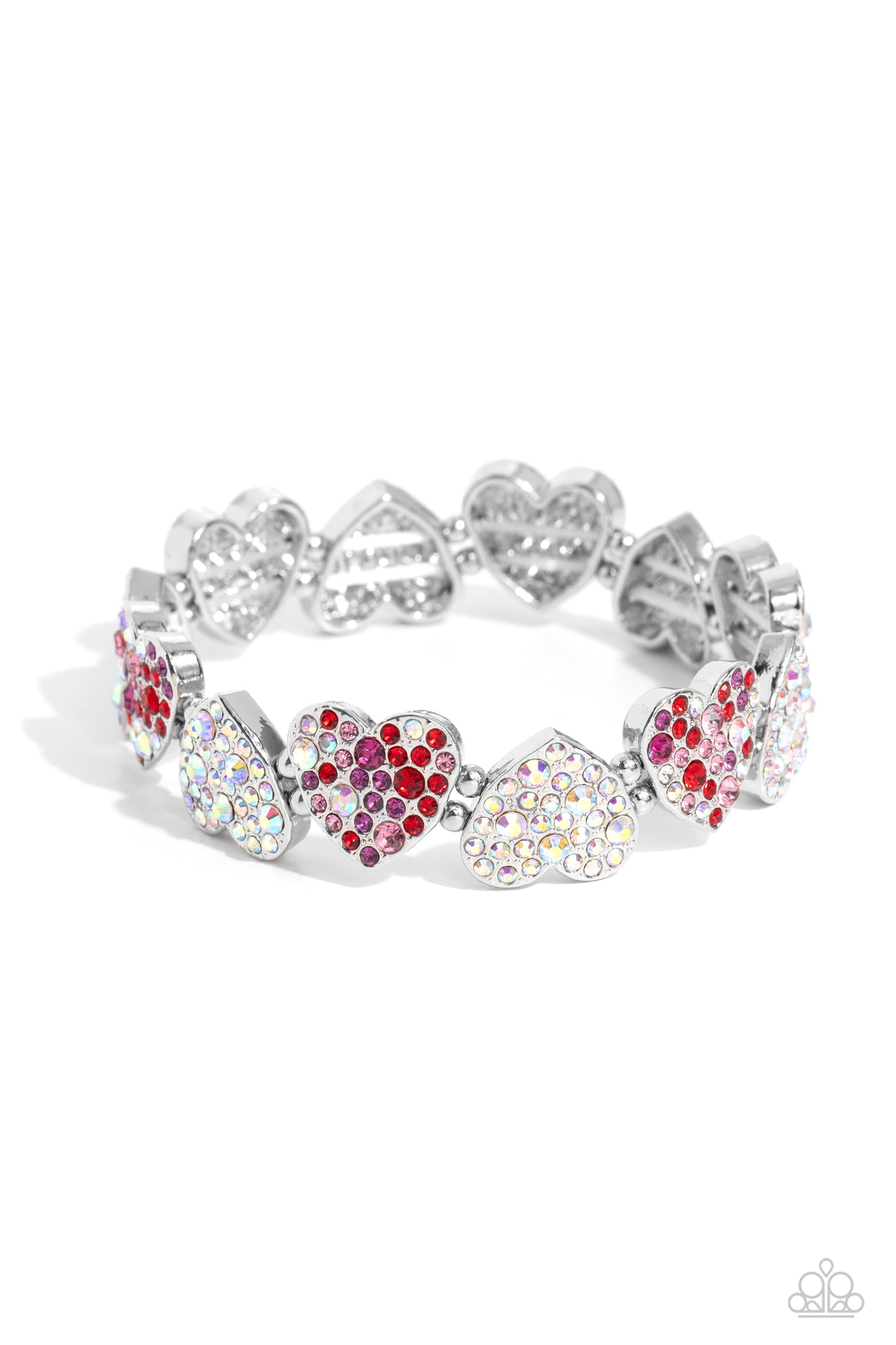 Headliner Heart - Multi Rhinestone Stretchy Bracelet - Paparazzi Accessories