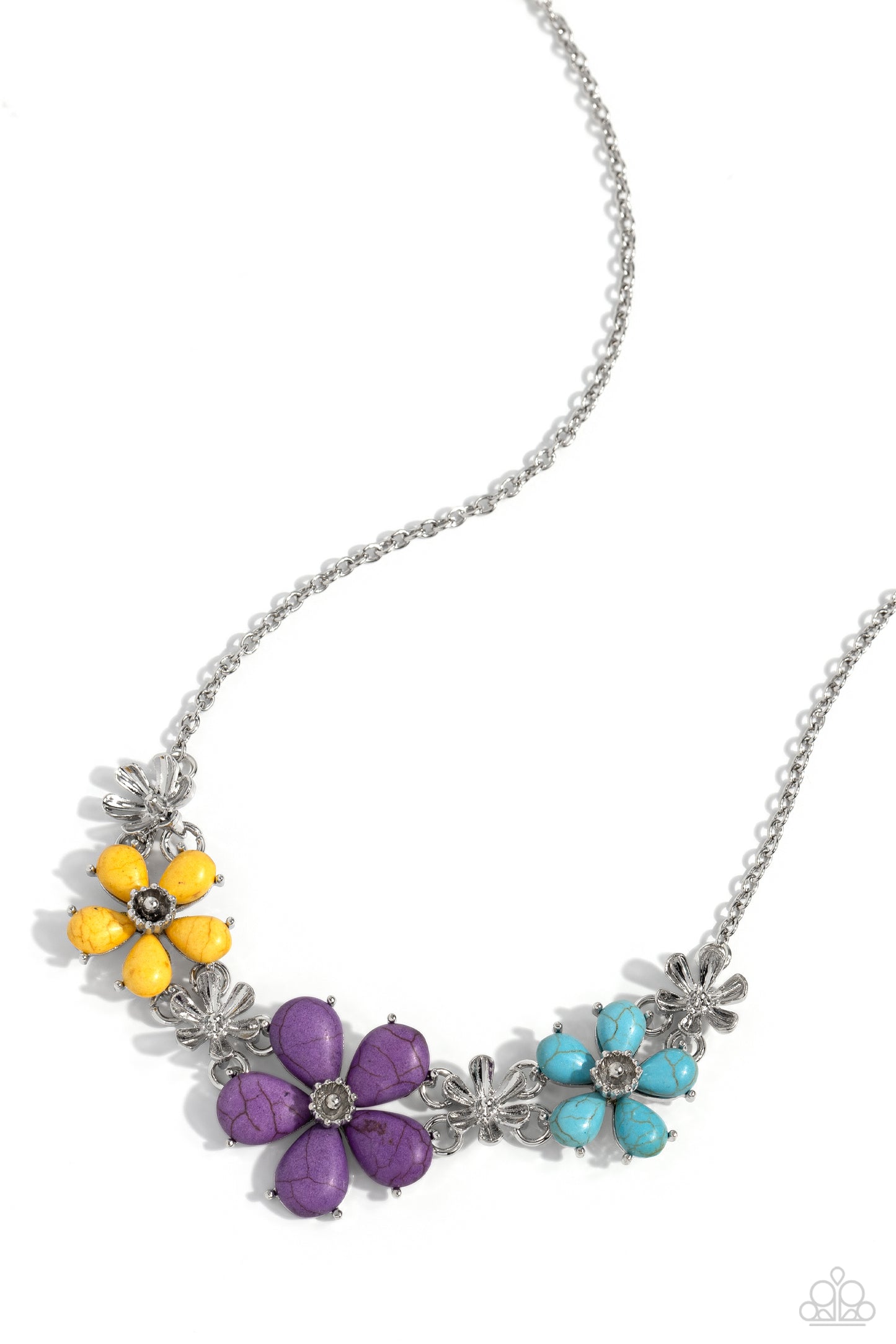 Growing Garland - Purple Crackle Stone Flower Necklace - Paparazzi Accessories