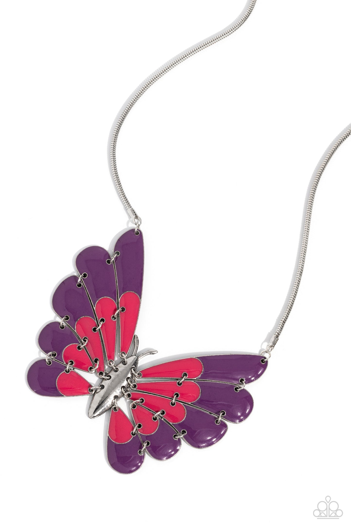 Moth Maven - Purple Enamel Moth Necklace - Paparazzi Accessories