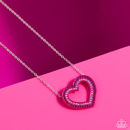 Hyper Heartland - Pink Rhinestone Heart Necklace - Paparazzi Accessories