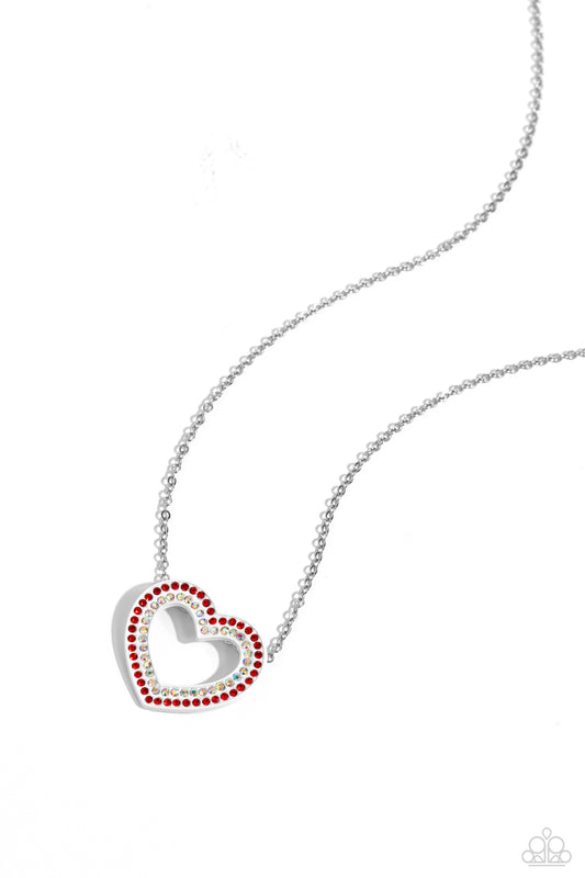 Hyper Heartland - Multi Rhinestone Heart Pendant Necklace - Paparazzi Accessories