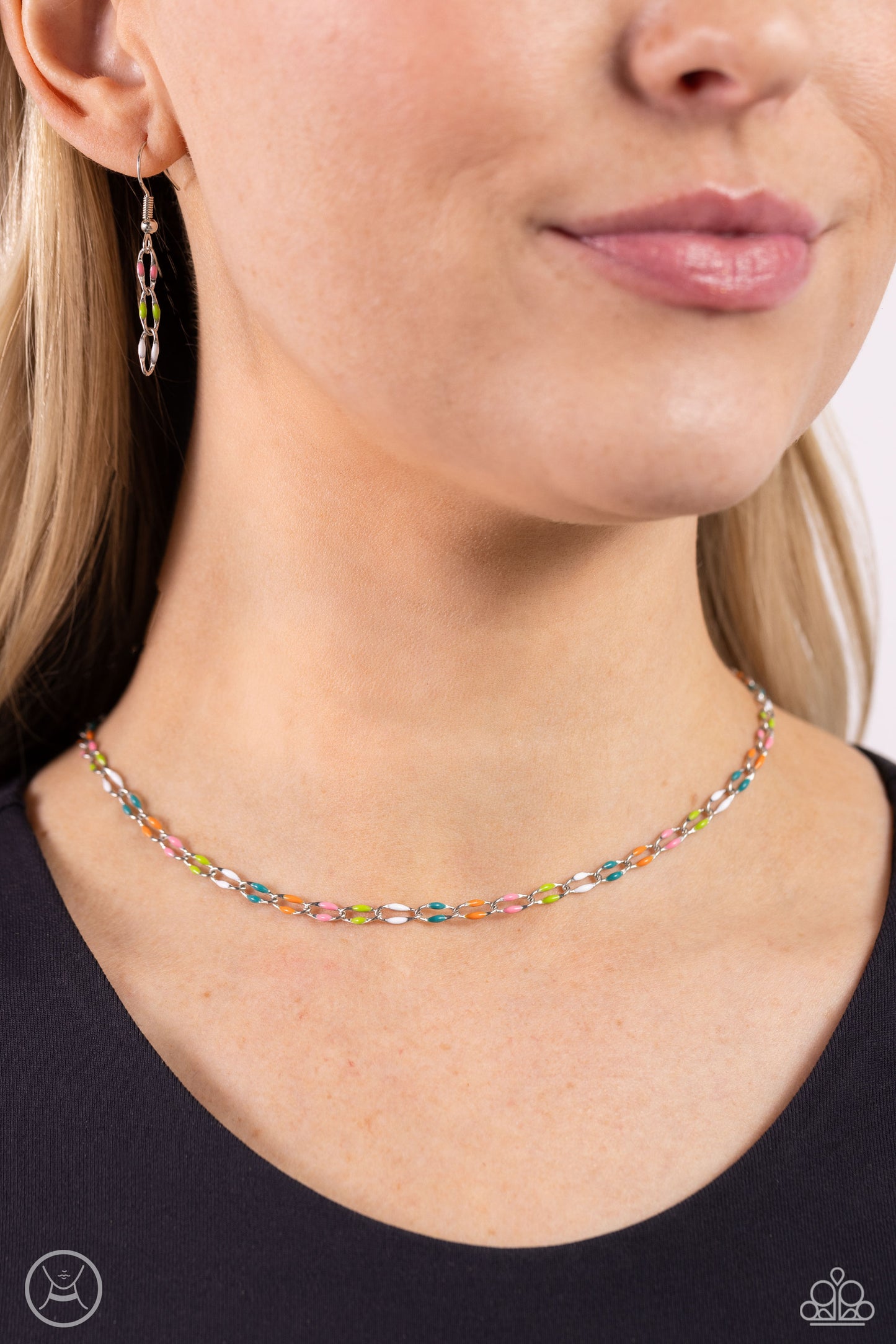 Admirable Accents - Multi Colored Link Choker Necklace - Paparazzi Accessories