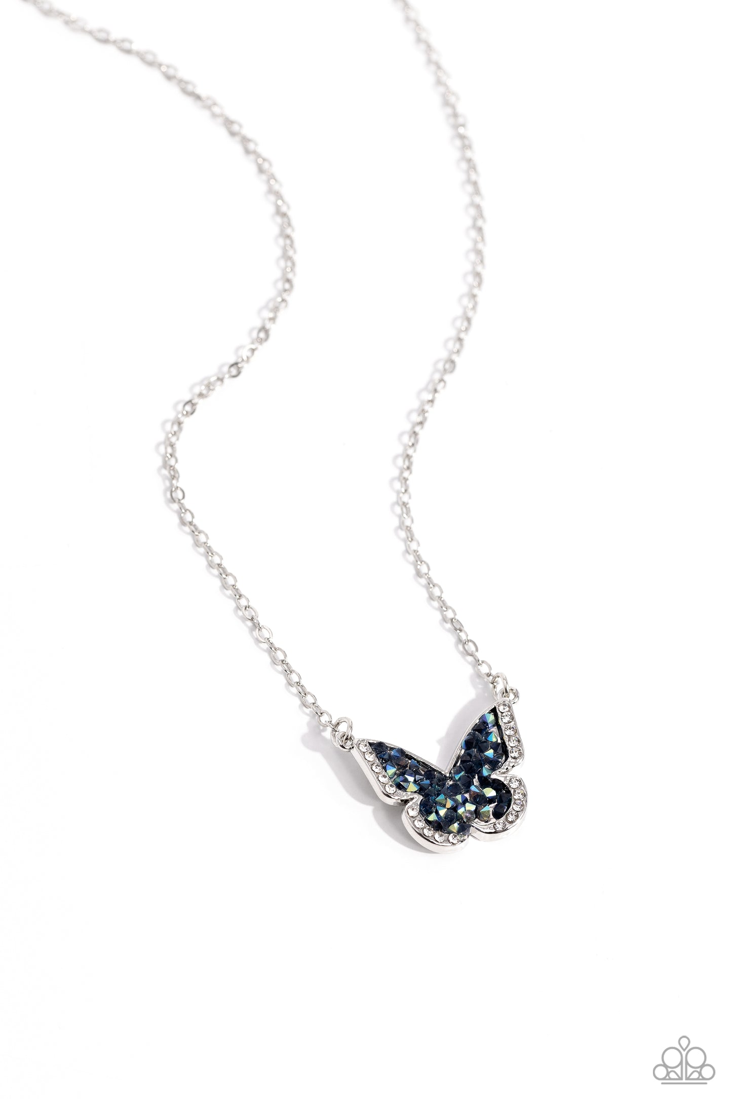 Seize the Smolder - Blue Druzy Rhinestone Butterfly Necklace - Paparazzi Accessories