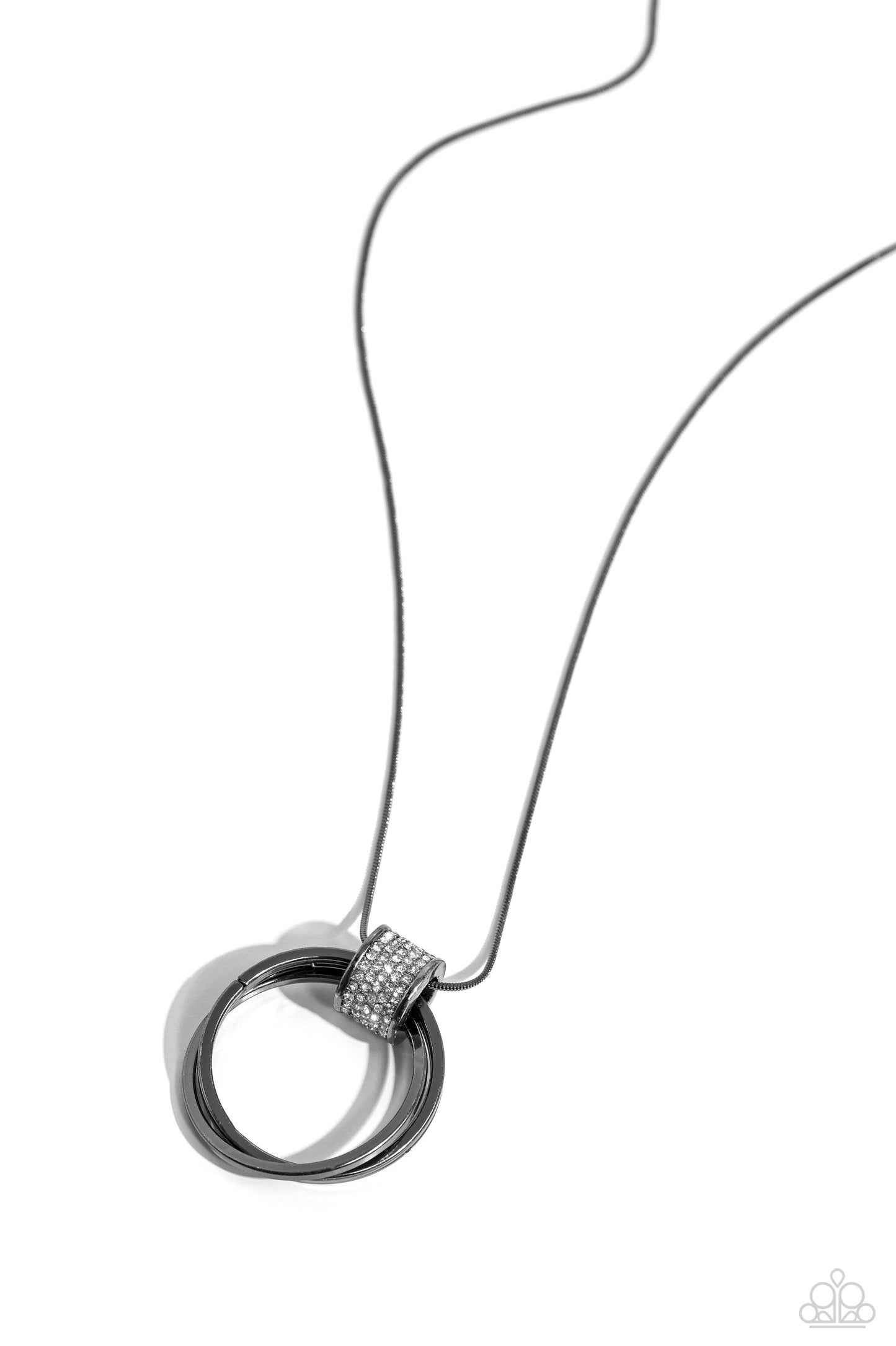 In the Swing of RINGS - Gun Metal Long Necklace - Paparazzi Accessories