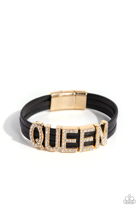 Queen of My Life - Gold Magnetic Bracelet - Paparazzi Accessories