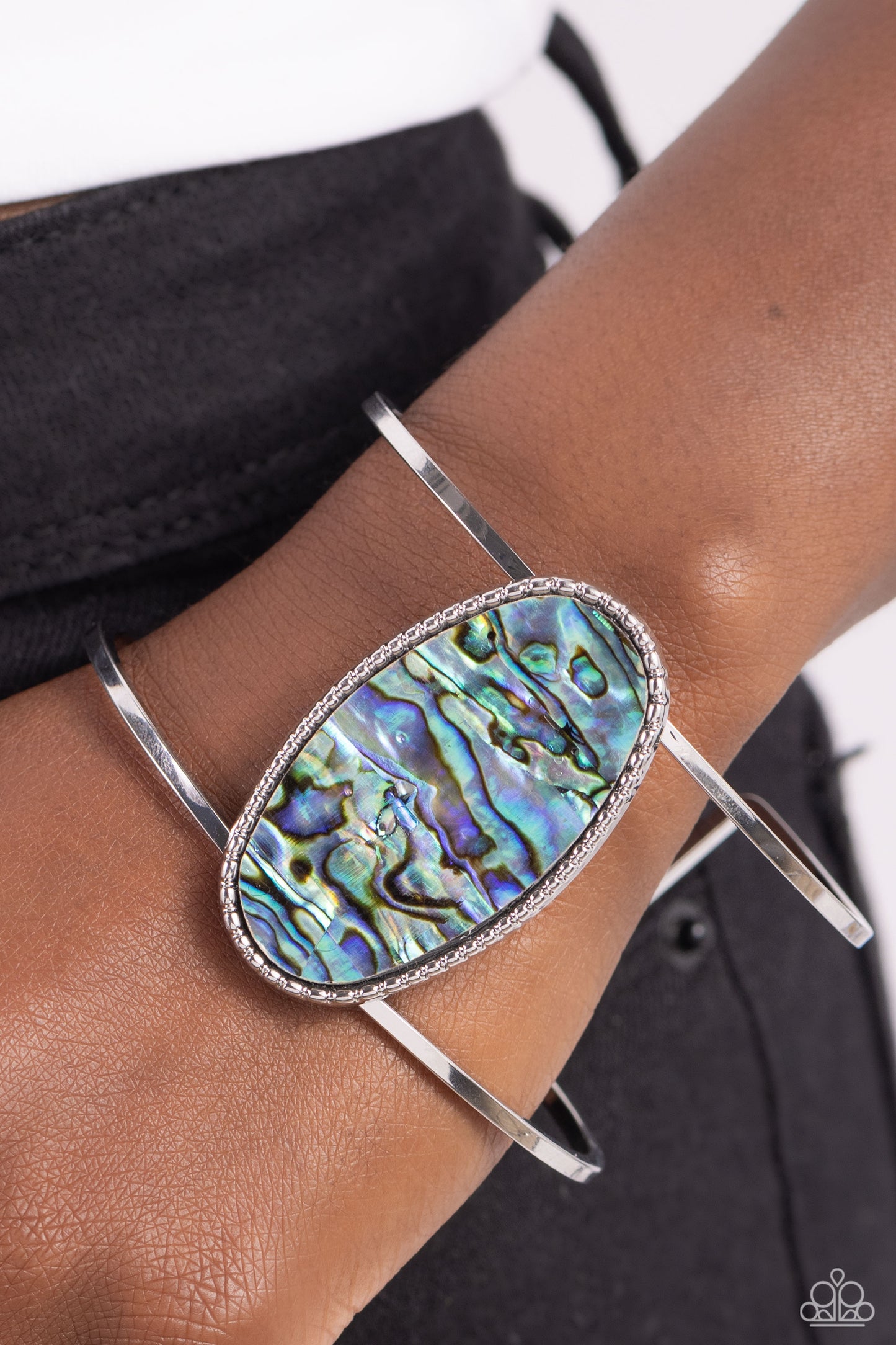 Enigmatic Energy - Blue Shell Cuff Bracelet - Paparazzi Accessories