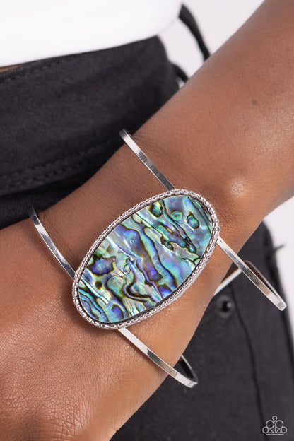 Enigmatic Energy - Blue Shell Cuff Bracelet - Paparazzi Accessories