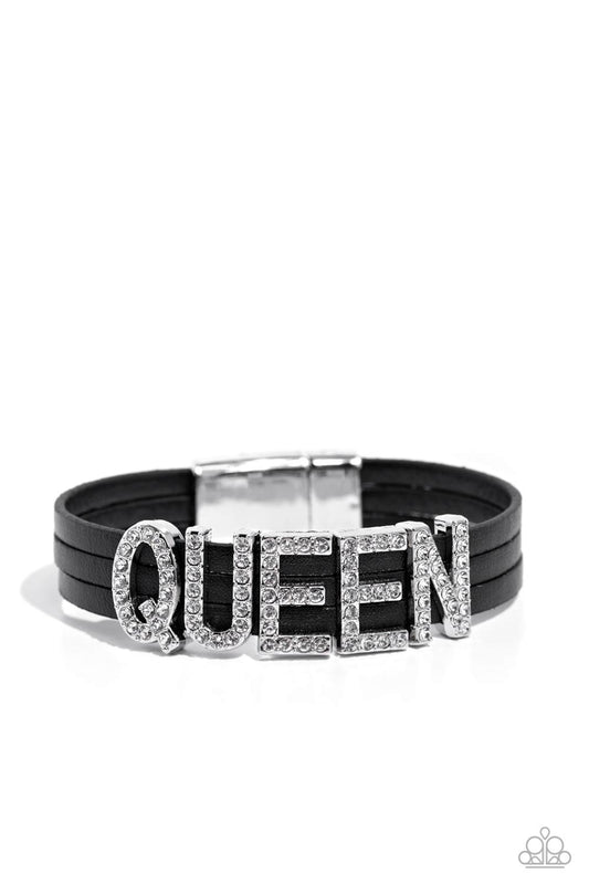 Queen of My Life - Black Magnetic Bracelet - Life of the Party Exclusive - Paparazzi Accessories