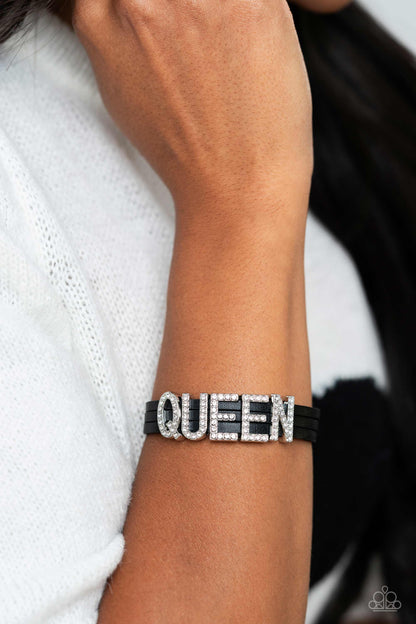 Queen of My Life - Black Magnetic Bracelet - Life of the Party Exclusive - Paparazzi Accessories