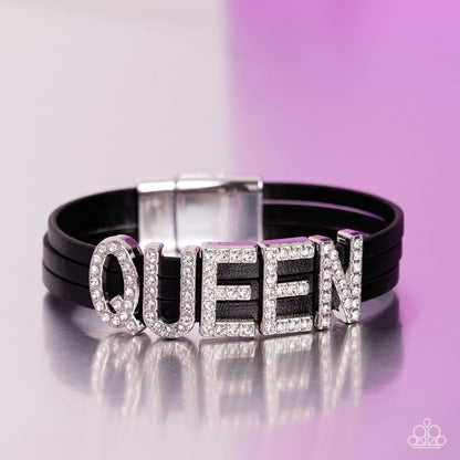 Queen of My Life - Black Magnetic Bracelet - Life of the Party Exclusive - Paparazzi Accessories