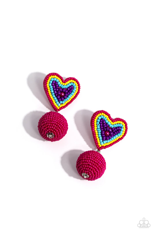 Spherical Sweethearts - Multi - Rainbow Seed Bead Post Earrings - Paparazzi Accessories