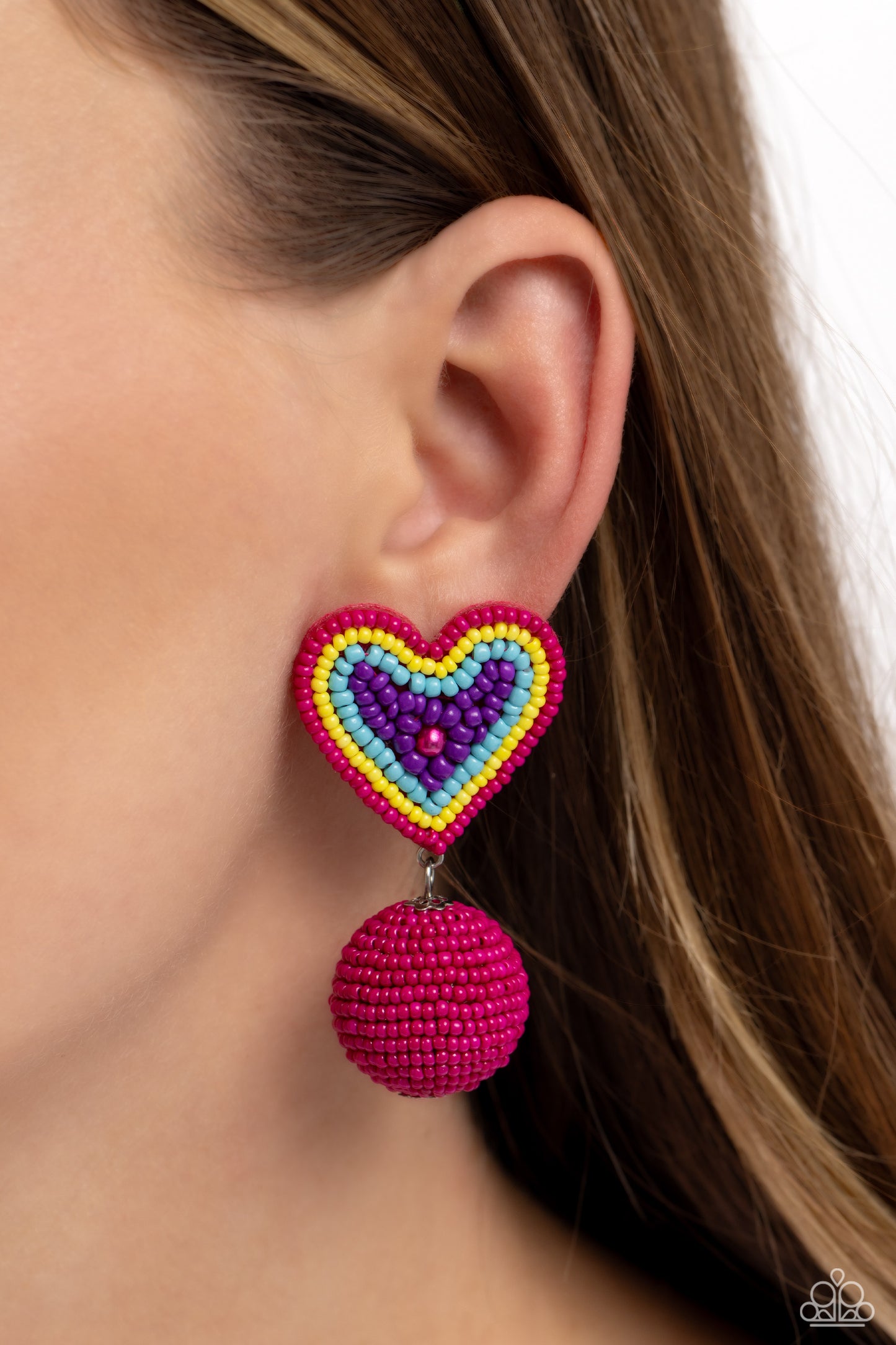 Spherical Sweethearts - Multi - Rainbow Seed Bead Post Earrings - Paparazzi Accessories