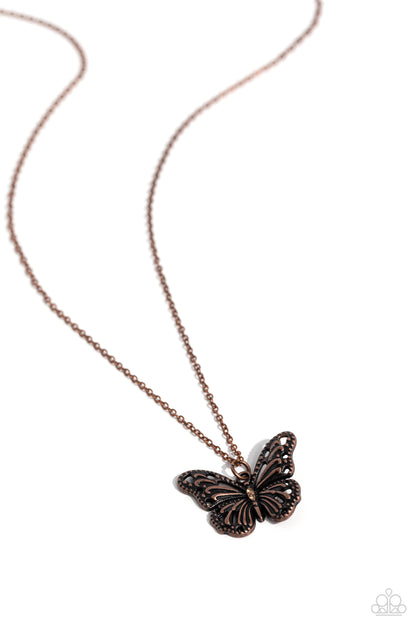 Textured Talent - Copper Butterfly Necklace - Paparazzi Accessories