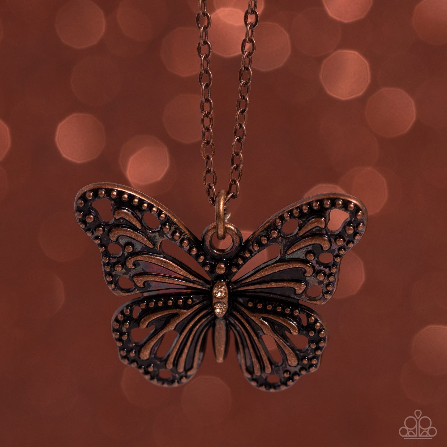 Textured Talent - Copper Butterfly Necklace - Paparazzi Accessories