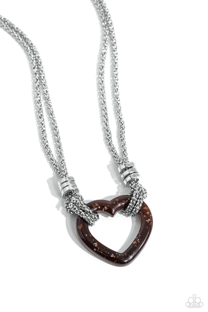 Lead with Your Heart - Brown Acrylic Necklace - Paparazzi Accessories