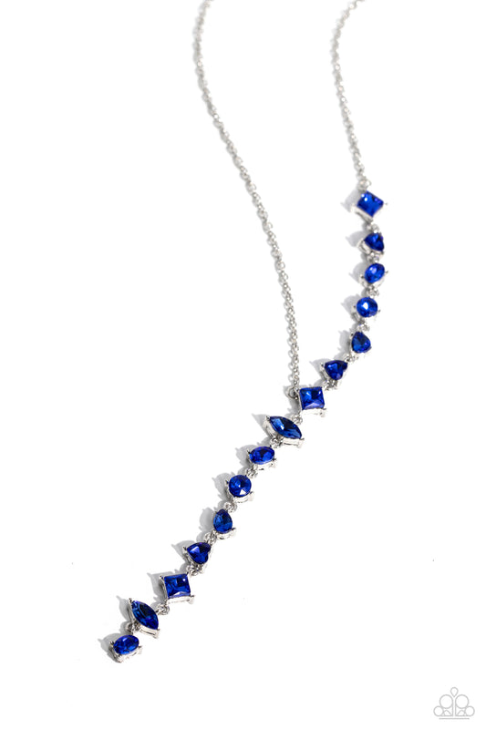 Diagonal Daydream - Blue Gem Necklace - Paparazzi Accessories