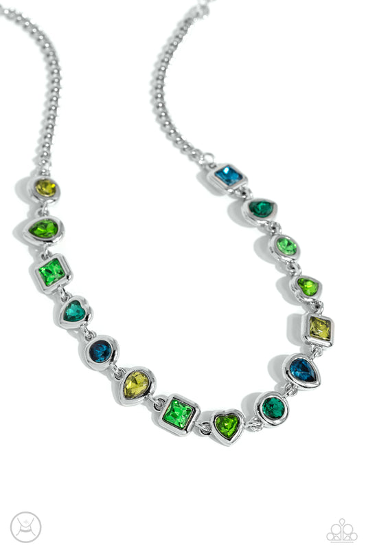 Abstract Admirer - Green Gem Choker Necklace - Paparazzi Accessories