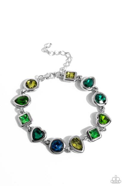 Actively Abstract - Green Gem Clasp Closure Bracelet - Paparazzi Accessories