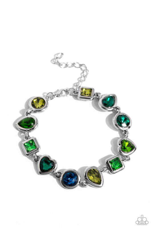 Actively Abstract - Green Gem Clasp Closure Bracelet - Paparazzi Accessories