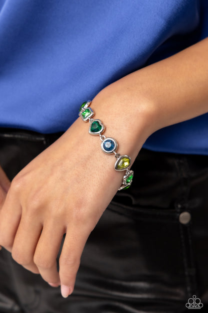 Actively Abstract - Green Gem Clasp Closure Bracelet - Paparazzi Accessories