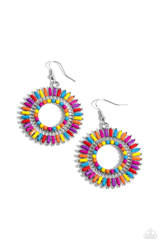 Ferris Wheel Finale - Multi Rainbow Acrylic Fishhook Earrings - Paparazzi Accessories