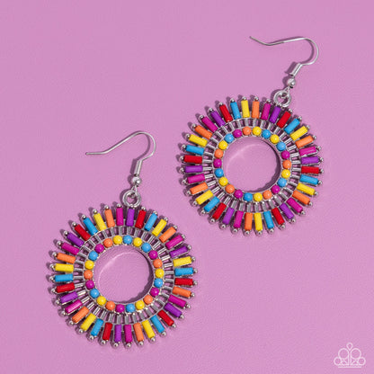 Ferris Wheel Finale - Multi Rainbow Acrylic Fishhook Earrings - Paparazzi Accessories
