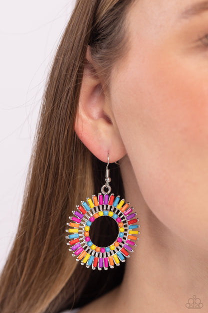Ferris Wheel Finale - Multi Rainbow Acrylic Fishhook Earrings - Paparazzi Accessories
