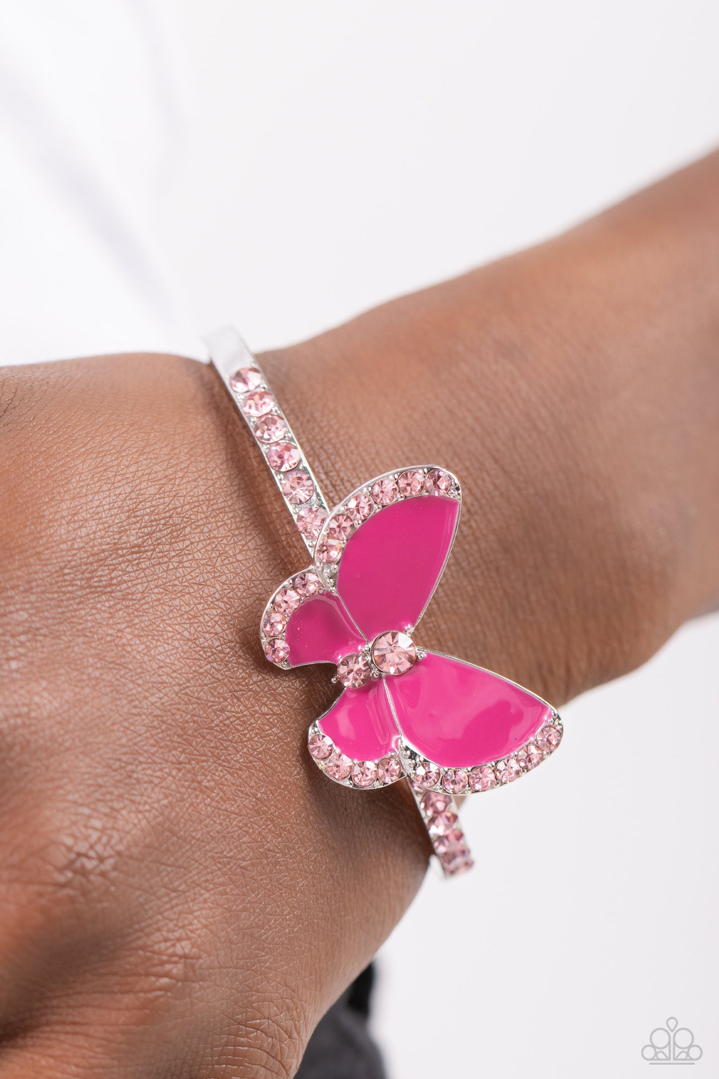 Particularly Painted - Pink Butterfly Cuff Bracelet - Paparazzi Accessories