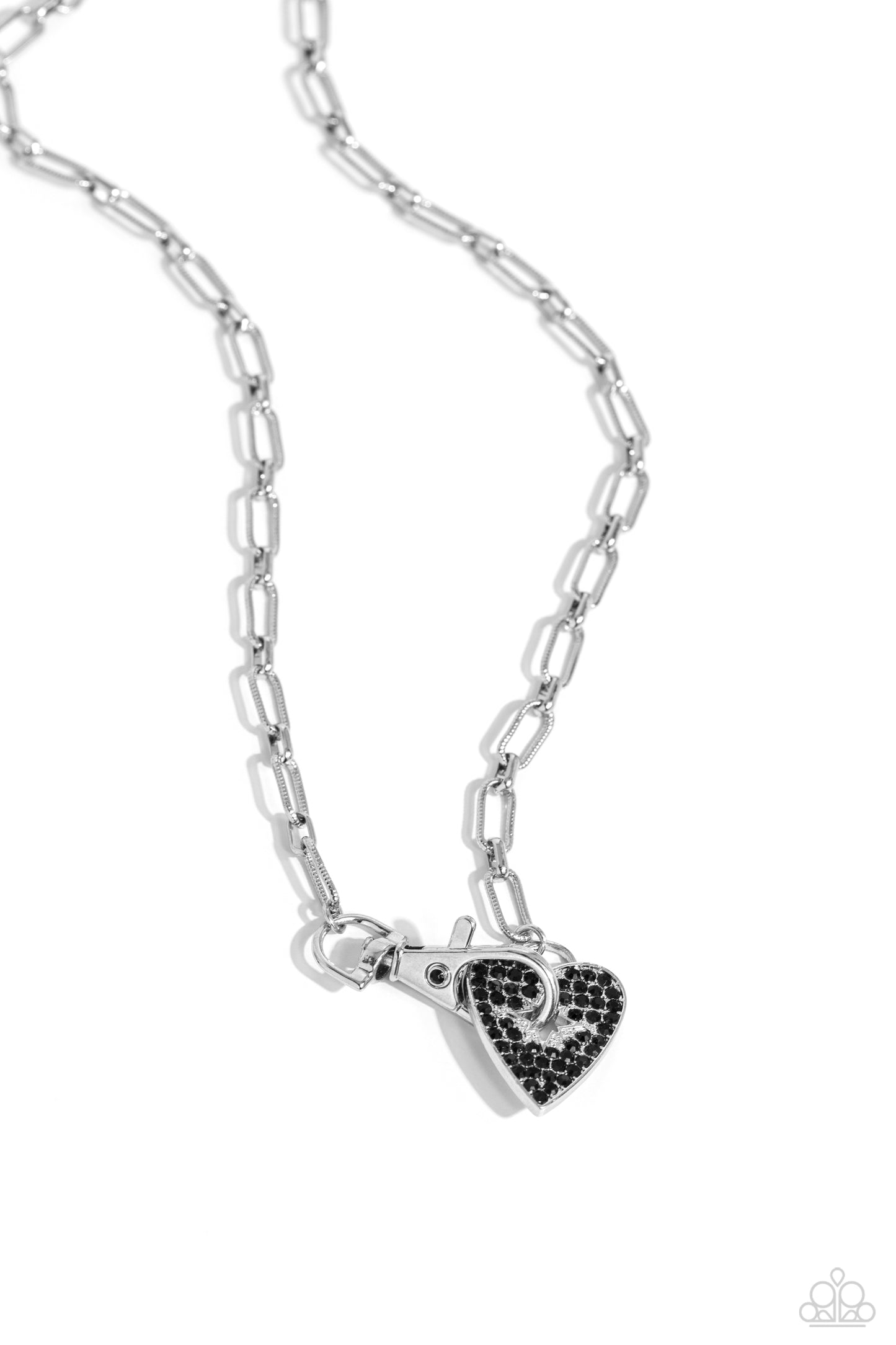 Radical Romance - Black Onyx Heart Front Closure Necklace - Paparazzi Accessories