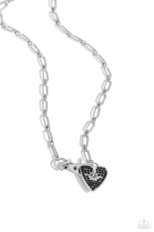 Radical Romance - Black Onyx Heart Front Closure Necklace - Paparazzi Accessories