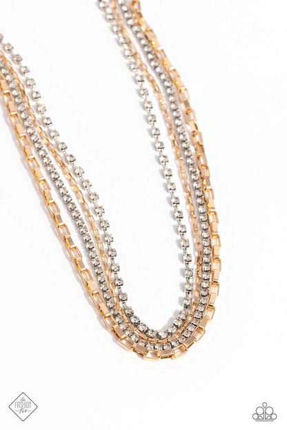 SQUARE Necessities - Multi - Silver and Gold Necklace - Paparazzi Accessories